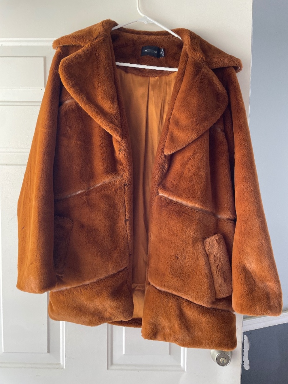 MINKPINK Featival Faux Fur Jacket Burnt Orange XS